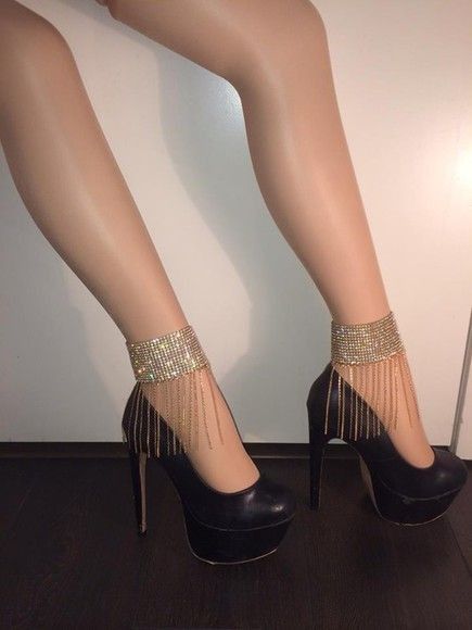 Glam Golden Rhinestone Fringe Anklet